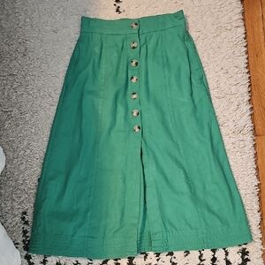 Universal Thread Linen Green Button-Front Women's Skirt